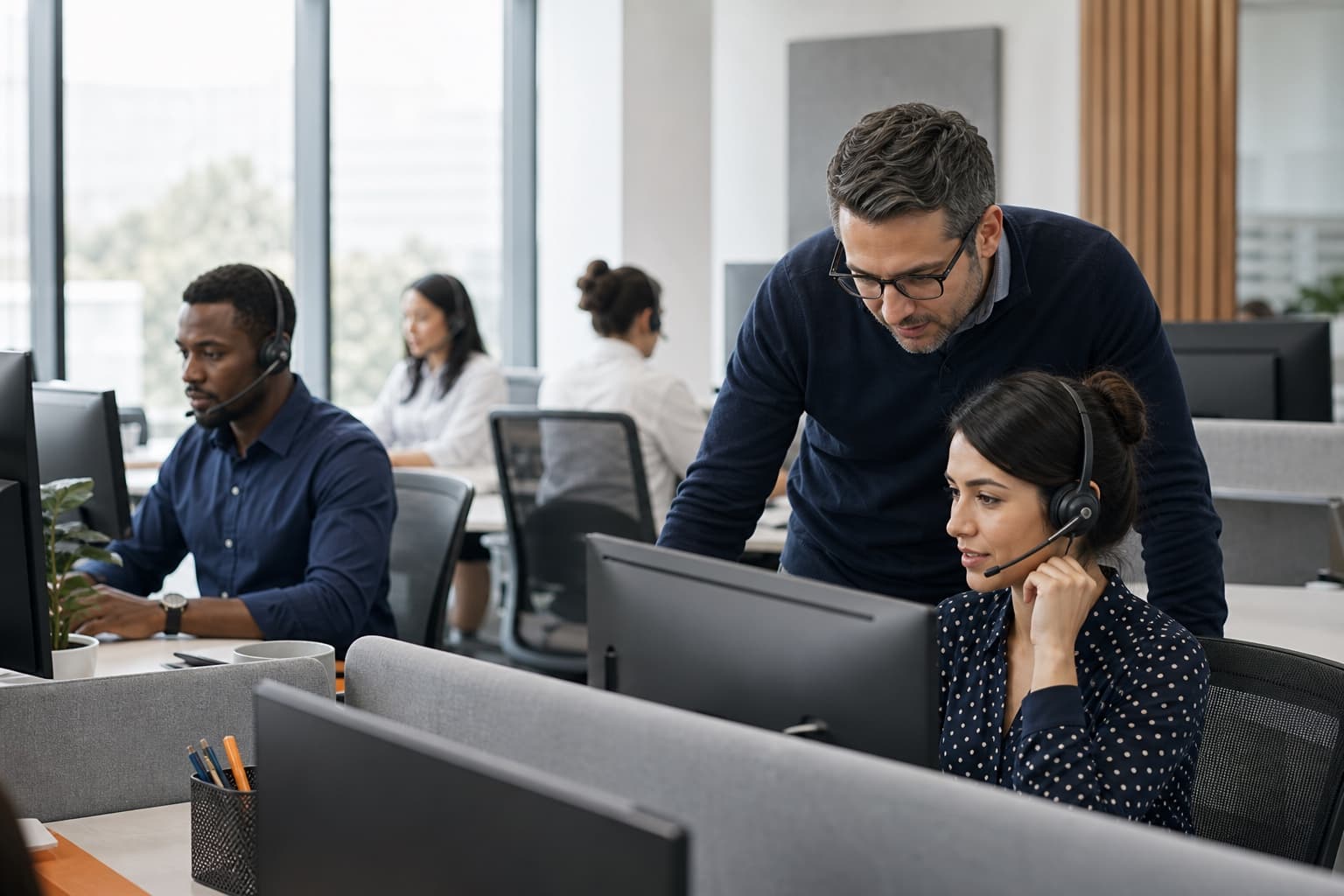 A contact centre team working across customer conversations